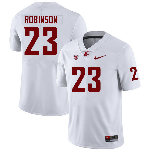 Men #23 Javan Robinson Washington State Cougars College Football Jerseys Sale-White